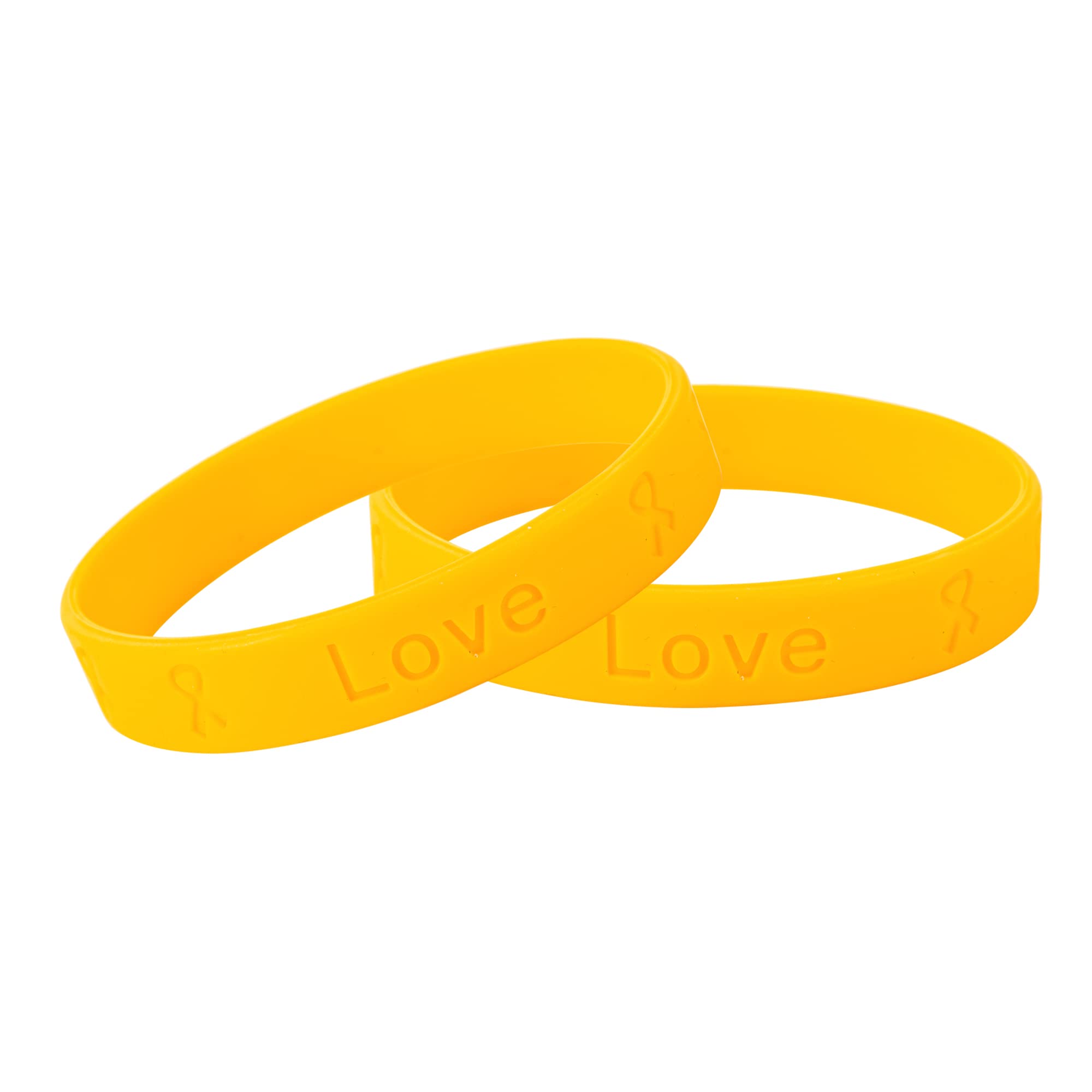 50 Pack Gold Awareness Silicone Bracelets - Inexpensive Gold Ribbon Rubber Wristbands for Childhood Cancer and Neuroblastoma Cancer Awareness & Fundraising