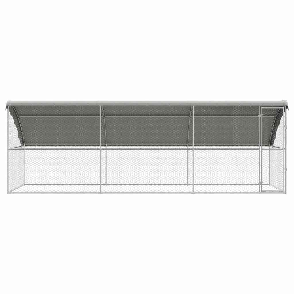 Set di 3 gabbie per cani, colore argento, 600 x 200 x 200 cm, in | Robusto recinto per animali per giardino e terrazza, con tetto in polietilene e sistema di chiusura sicuro per una facile