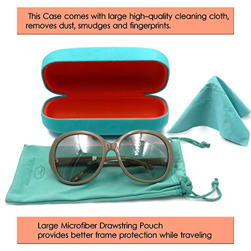 Image of MyEyeglassCase Extra Large Hard Shell Sunglasses Case for Large Rectangular Frames, Eyeglass Case with Pouch & Cloth