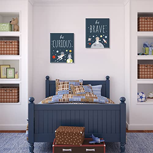 Image of CHDITB Outer Space Canvas Wall Art, Abstract Universe Planet Print, Be Kind Inspirational Space Poster For Kids Room Boys Bedroom Nursery Playroom Decor-Set Of 4 (8 inch X 10 inch) Framed Ready To Hang