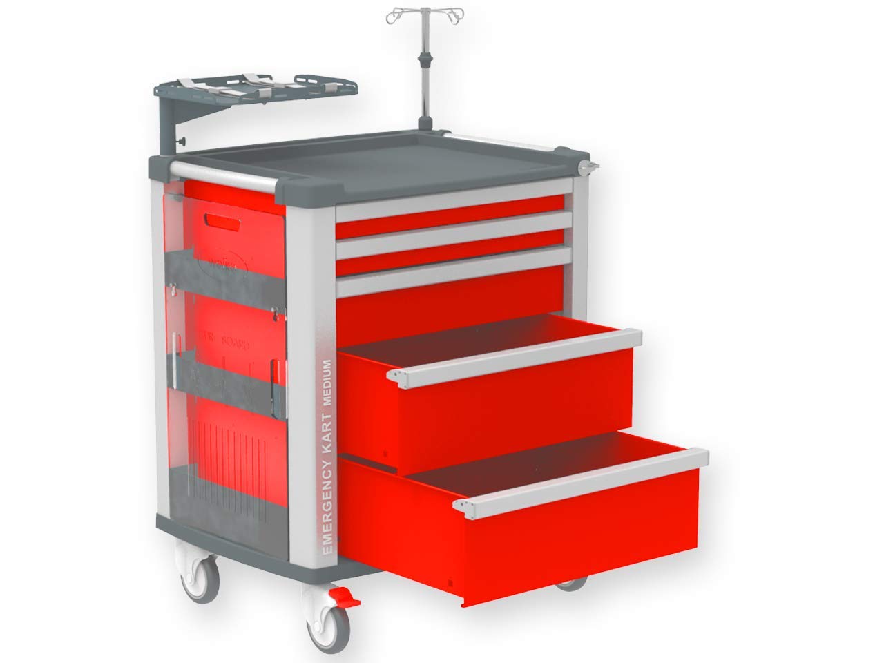 GIMA - Chariot d’urgence Medium Kart, 5 tiroirs, rouge, 45667