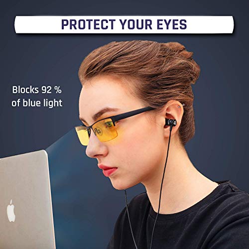KLIM Optics Blue Light Blocking Glasses + Reduce Eye Strain and Fatigue + Gaming Glasses for PC Mobile TV + Blocks 92% Blue Light + Computer Glasses with UV Protection + NEW 2020 VERSION