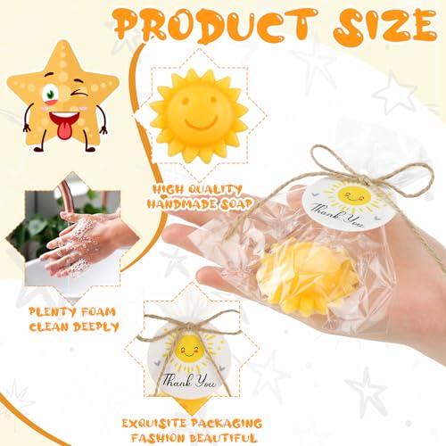 demissle 20 pcs sun soap baby shower favors for sunshine party here comes the son baby favors mini handmade soap gifts with thank you card for guest gender reveal party decoryellow