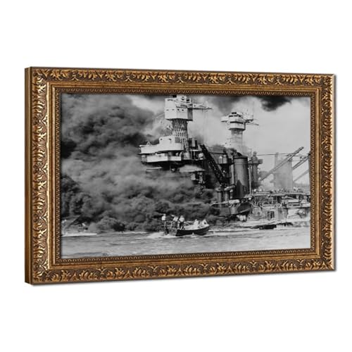 Poster USS West Virginia Pearl Harbor - Toile Murale avec Cadre Suspendu 61x91 cm