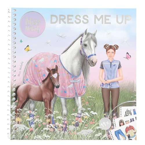 Depesche 13743 Miss Melody - Livre d'autocollants Dress Me Up avec 24 Pages de Motifs de Chevaux à décorer, avec 11 Pages d'autocollants d'accessoires