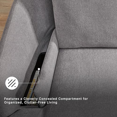 Image of Signature Design by Ashley Modmax Contemporary Swivel Glider Recliner, Manual Reclining Motion with Hidden Storage, Next-Gen Nuvella Performance Fabric for Nurseries, Light Gray, 42 inch W