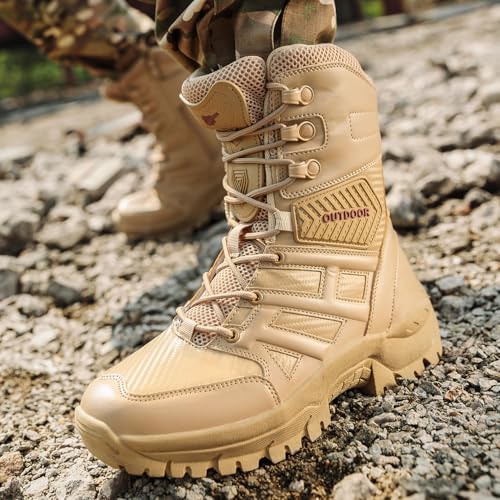 Men's Tactical Military Work Boots Side Zipper Lightweight Outdoor Motorcycle Boots Waterproof Combat Army Boots for Men4