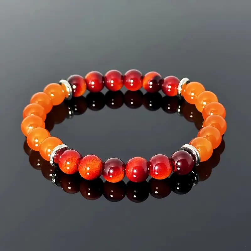 Pulsera de Ojo de Tigre para Hombre con Piedra Naranja miniatura 3