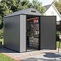MNLR Resin Storage Shed 4x6 FT with Floor - Weatherproof Outdoor Plastic Tool Shed with Sloped Roof, Built-in Vents & Padlock-Ready Door, Small Garden Shed for Backyard Patio Lawn