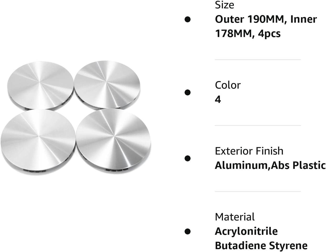 GTOWNWORKS 4pcs Wheel Center Caps Compatible with Chevy Silverado Suburban Tahoe K1500 Escalade 1992-1999 | Silver Center Cover Replacement 15650043 15650045