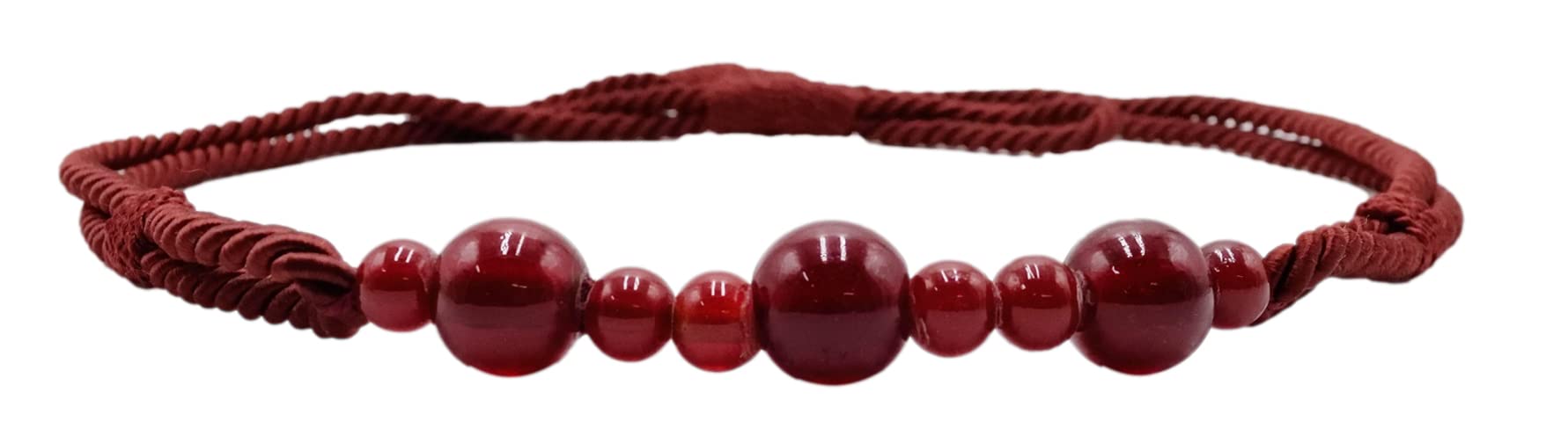 Sujetacortinas de cuerda rojo cereza RTB9920BEADED con cuentas de cristal de 66 cm set