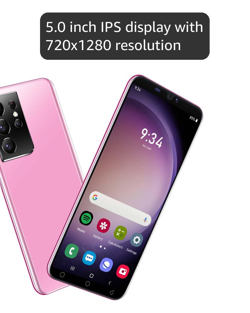LatsYrs Cheap Mobile Phone, 5.0 Inch Dual SIM, Quad Core 16GB ROM, Android 9.0, Dual Camera, WiFi/Bluetooth/Face ID SIM Free Unlock Phone (Pink)