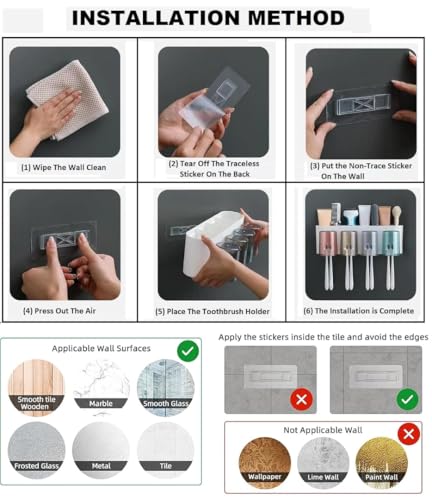 Image of Srxes Wall Mounted Toothbrush Holder, Bathroom Toothbrush Organizer with Mouthwash Cups, Brush Holder for Bathroom Wall Mounted, Tooth Brush Holder Bathroom, Toothbrush Holders for Bathroom Wall