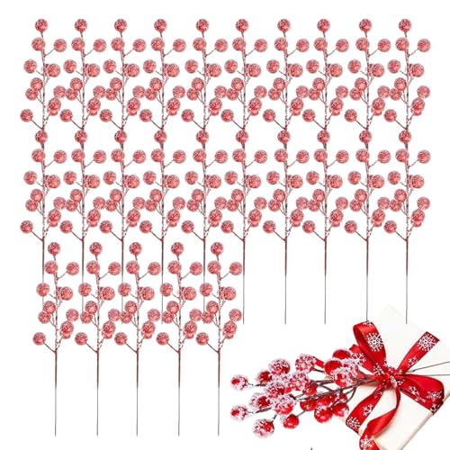 Artificial Berry Stems - 25 Pcs Red Picks Set...