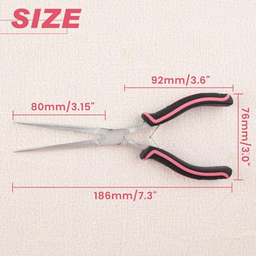 LEONTOOL 7" Extra Long Needle Nose Pliers for Jewelry Making Long Reach Tool Slim with Teeth - Image 4