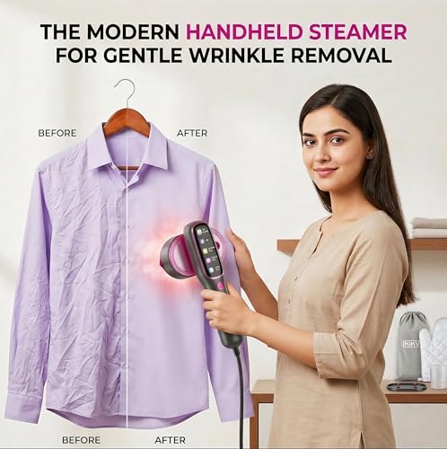 Image of Steam Iron Handheld for Clothes | 2-in-1 Garment Steamer & Iron | LED Display | 5 Garment Modes | 1250W Fast Heat-Up in 10s | Vertical & Horizontal Steaming | Portable Travel Iron 2 Year Warranty