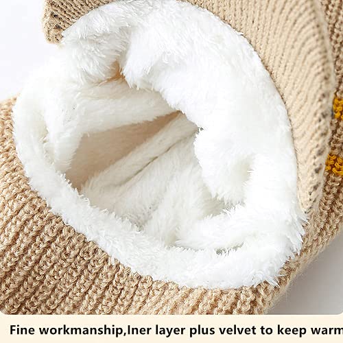 Kids Winter Plus Velvet Thickened face Protection Scarf Skull Caps Cute Beanie Cap Winter Soft Warm Knit Caps4