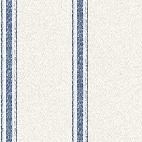 Chesapeake Blue Linette Fabric Stripe Wallpaper, 3115-12462