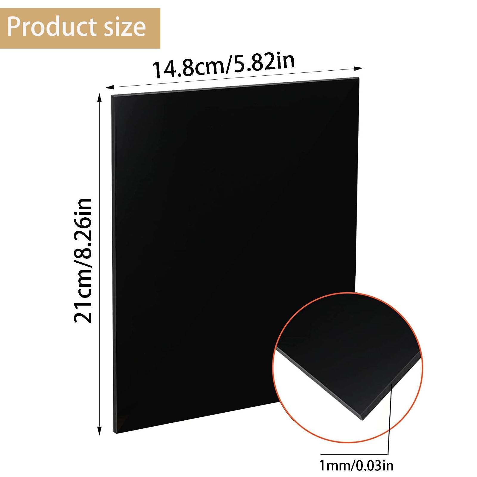 QEEYON 8pcs 1mm Black Glossy Acrylic Sheet Protective Paper Craft Cutting Painting Photography Display Stand (A5 21x14.8