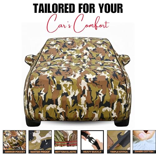 Image of Kayme UltraShield All Weather Premium i20 Car Cover 6-Layer Waterproof Fabric, UV & Heat Reflective - Rain, Sun & Dust & Bird‐Dropping Resistant, Indoor /Outdoor Full Body Protection - Jungle