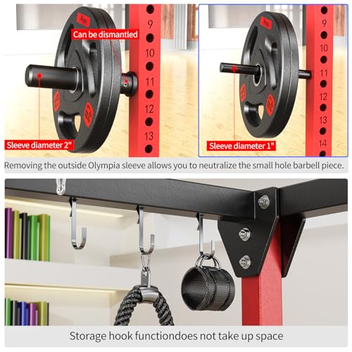 Image of Power Rack Power Cage Multi-Function Squat Rack with Cable Crossover System Selectable More Training Attachment Power Rack for Garage & Home Gym