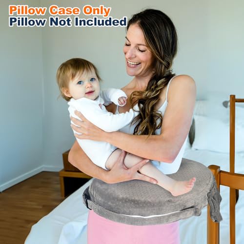 Image of Nursing Pillow Cover Compatible with My Breast Friend, Replacement Cover Fit for My Breast Friend, Stretchy and Soft Slip Nursing Pillow Cover Sleeve with Handy Side Pocket, Gray,1 Pack(No Pillow)