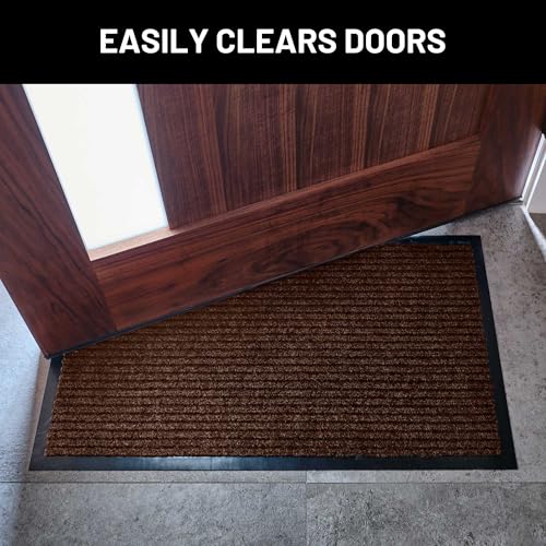 Image of Sierra Concepts Polypropylene Front Door Rectangular Mat Welcome Floor Mats - Entryway Indoor Outdoor Entrance Doormat,Patio,Porch,Muddy Shoe,Inside Outside Low Profile,30X17 Inches,2-Pack Dark Brown