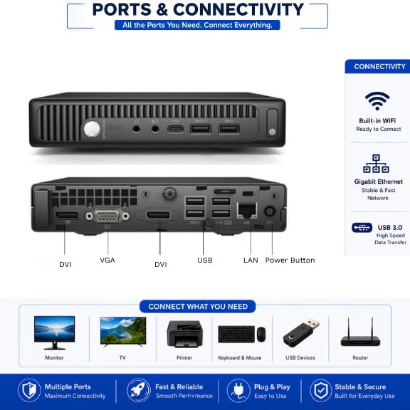 Image of 𝗛𝗣Tiny Model 600 G2 Desktop Combo | 19 inch FHD Monitor | 𝗜𝗡𝗧𝗘𝗟i5-6500T 6th Gen Processor |8GB DDR4 RAM |256GB SSD | Win 10 /11 Pro | WiFi | MS Office | HDMI /VGA /DVI /USB | A+ Condition Tiny (Refab.)