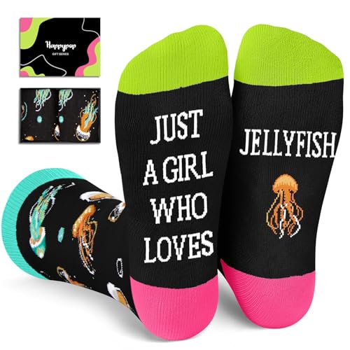 HAPPYPOP Jellyfish Gifts for Women Girls - Crazy Jellyfish Socks Animal Socks for Teens