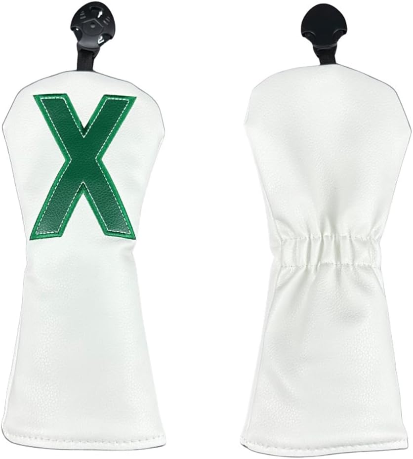 White 135X Series Golf Wood Club Head Cover Numbered Design Protective Sleeve