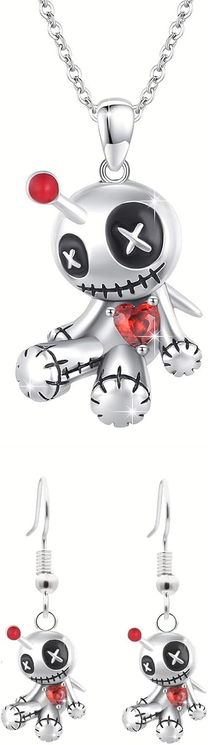 Charm Alloy Cursed Toy Jewelry Set Necklace and Earrings Accessory for Trendy Outfits