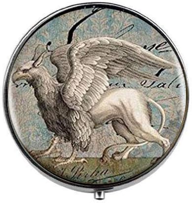 Snow Griffin Caja de píldoras para fotos de arte animal, caja de cristal para dulces