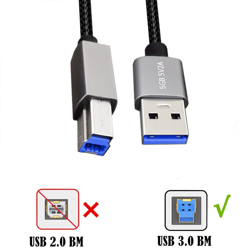Cavo USB 3.0 da A a B, cavo USB 3.0 tipo A maschio a maschio B per scanner, stampanti, driver rigidi esterni desktop, scanner, hub USB e altro (1 m)