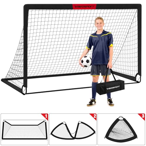 Image of Kids Soccer Goals for Backyard Set - 2 of 4' x 3' Portable Soccer Goal Training Equipment, Pop Up Toddler Soccer Net with Soccer Ball, Soccer Set for Kids and Youth Outdoor Games, Sports, Play