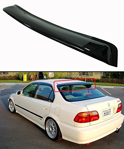 Cuztom Tuning JDM Smoke Tinted Rear Window Roof Visor Spoiler Deflector Compatible with 1996-2000 Honda Civic 4 Door Sedan