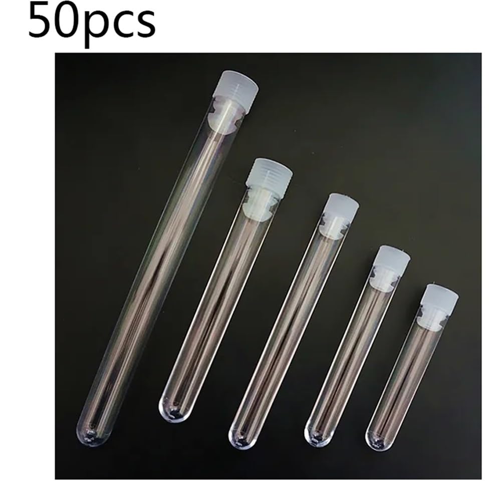 Equipos y suministros de laboratorio Lote de 50 tubos plástico transparentes con tapón blanco y fondo redondo