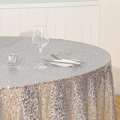 Eternal Beauty Sparkly Round Sequin Tablecloths Wedding Party Banquet (Silver,70 inches), 70 inch (Round) - Image 4