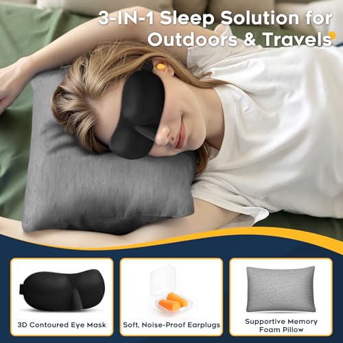 Image of CushyOasis Memory Foam Pillows & All-in-1 Camping Pillow Set, Bed Pillow with Washable Cover