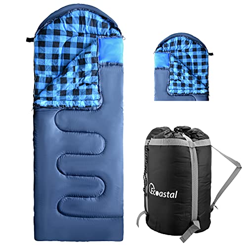 Cotton Flannel Sleeping Bag for Adults Boys and Girls, Zip 2 Bags Together for 2 Person Use, 2/3/4lbs Filler Can Be Choose, Warm and Comfortable Sleeping Bag for All Season Hiking & Camping