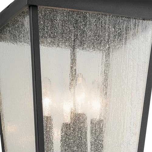 KICHLER Forestdale 19.75" 4-Light Outdoor Hanging Pendant with Clear Water Glass in Textured Black for Covered Porches, Patios, (19.75" x 10"), 49740BKT - Image 4