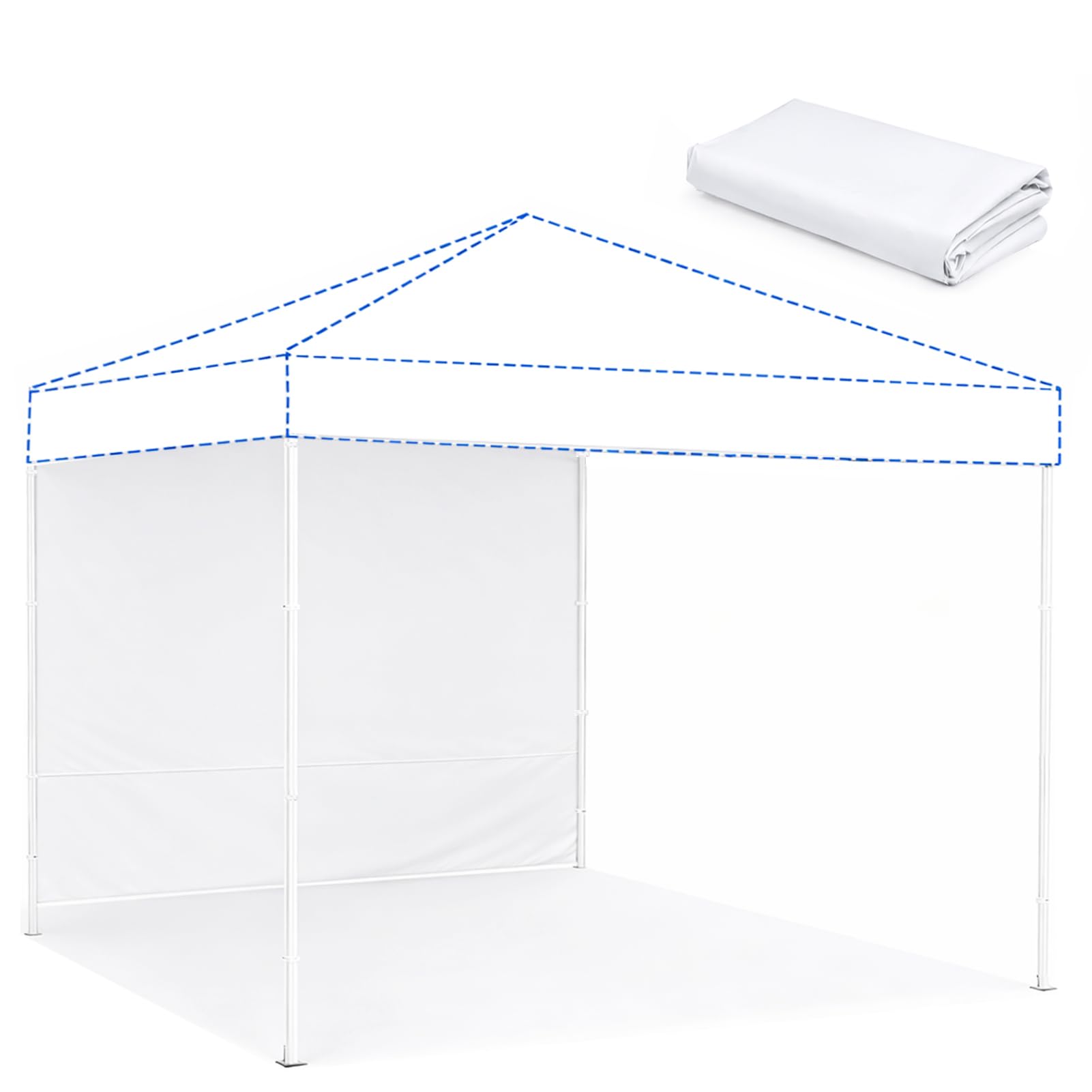 Photo 1 of 10x10 Canopy Sidewall, 1 Pack White Wall Panel, Frame Not Included – Heavy Duty 300D Oxford Waterproof Pop Up Canopy Tent Walls with Zipper No Frame or Top