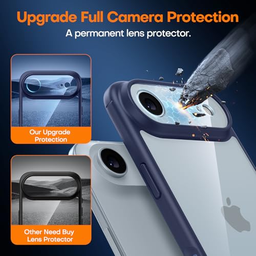 Image of TAURI for iPhone Air Case, with Screen Protector, Blue | Full Camera Protection, Anti-Yellowing Military-Grade Protection Shockproof Slim Phone Case for iPhone 17 Air