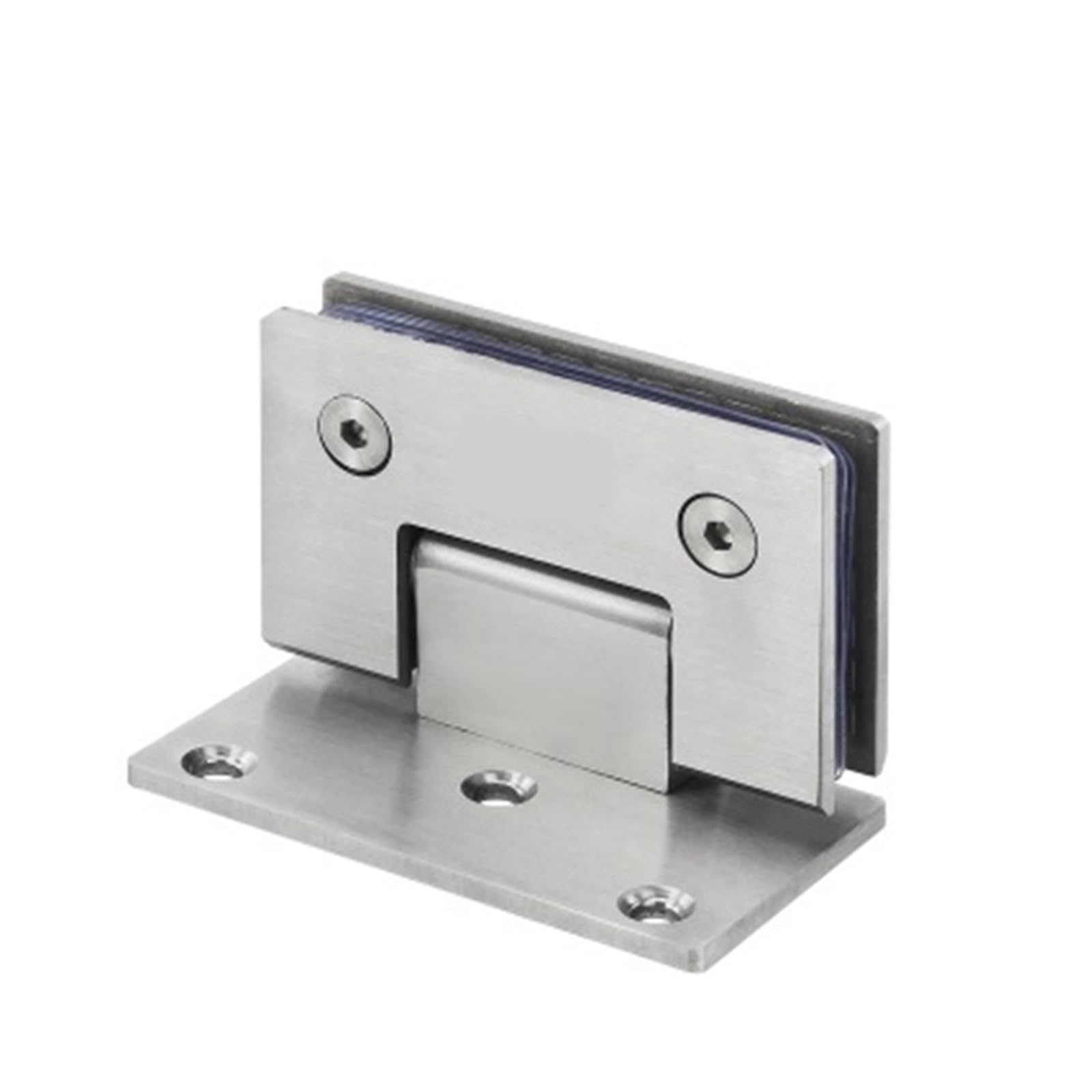 Hinges, Frameless Glass Nickel Brush Door Hinge 90 Degrees of Bathroom Clamp(Silver Ss 90d)