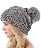 Bobelle Wear Mütze Damen, Warm Wintermütze Thermo Fleece Gefüttert, Weiche Bequem Beanie Strickmütze für Outdoorsport (DE/NL/SE/PL, Numerisch, 50, 58, Hellgrau)