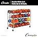 Champion Sports Double Wide Four Tier Basketball Storage Rack Cart with Locking Swivel Caster Wheels, 48 Ball Capacity (Chrome)