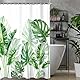 Lerores Duschvorhang 180x180cm, Grün Blätter Beschwerter Saum Antischimmel Textil, Wasserabweisend, Waschbar Polyester Stoff Badevorhänge mit Ösen und 12 Duschvorhangringe für Badezimmer, Badewanne
