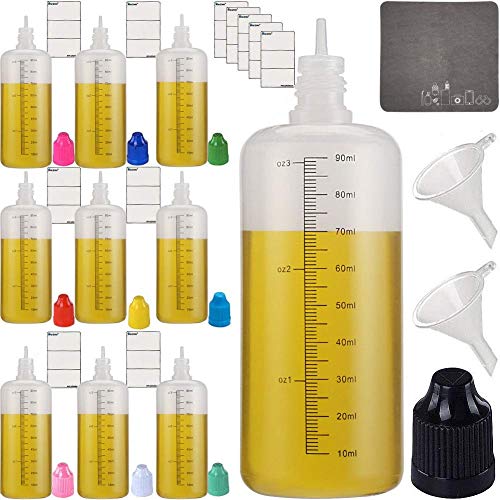 HUIZHU 10pcs Empty 100ml PE Unique Dropper Bottle DIY Liquid dispensor Bottle Liquid Refill Bottle Liquid applicator Bottle Liquid dispensor (Mixed Colors, 100ml X 10pcs)