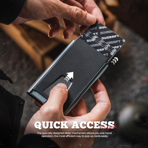 DUGRAFT Card Wallet for Men Credit Card Holder Minimalist Slim Wallet RFID Metal Pop Up RFID Blocking Wallet With Money Clip, Holds 5-6 Cards3