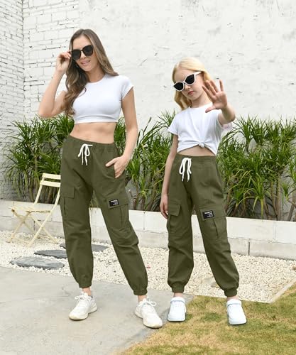Image of AOWKULAE Girls & Women's Casual Cargo Jogger Pants, 6 Years - Women 3XL