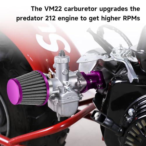 Image of FVRITO VM22 26mm Carburetor Mini Bike Carb Kit for Predator 212 196cc 212cc Ghost 224cc 6.5HP Non Hemi Coleman CT200U CT200U-EX BT200X KT196 Go Kart Baja Warrior GX160 GX200 Upgrade Stage 1 Kit Purple